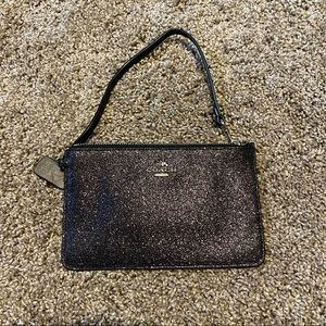 Black Glitter Coach Wristlet Wallet